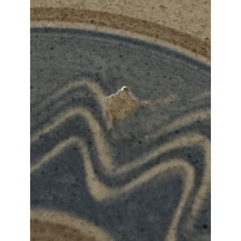 Vintage Jugtown Ware 1995 Stoneware Trivet With Blue & Beige Zigzag Pattern - Picture 6 of 6